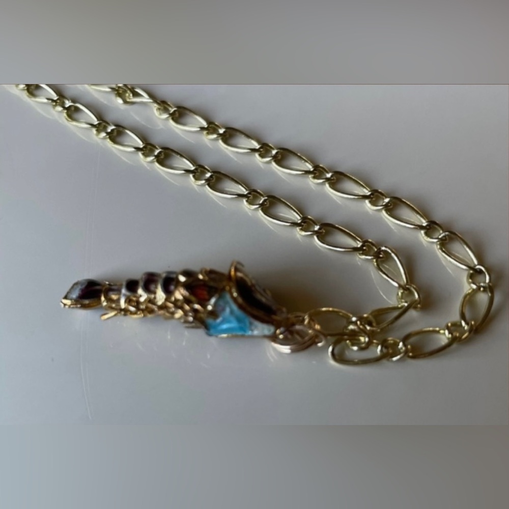 Brand New Vintage Chinese Cloisonné Articulated Koi Fish Pendant Necklace.